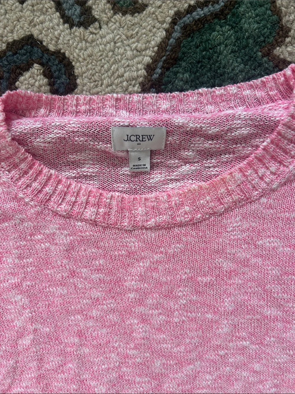 J. Crew Pink Marled Crewneck Sweater